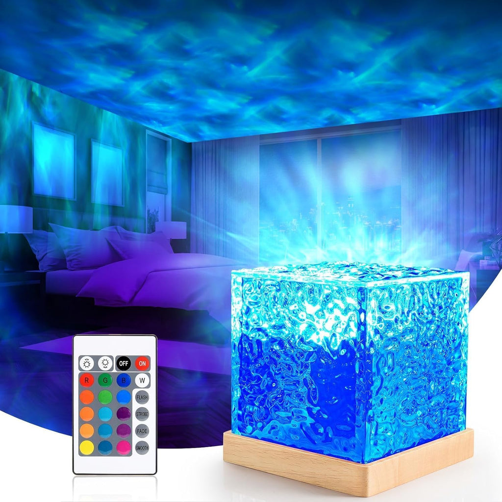 Dynamic Water Ripple Night Light - LED Projector Lamp for Bedroom and Gaming Room Decor